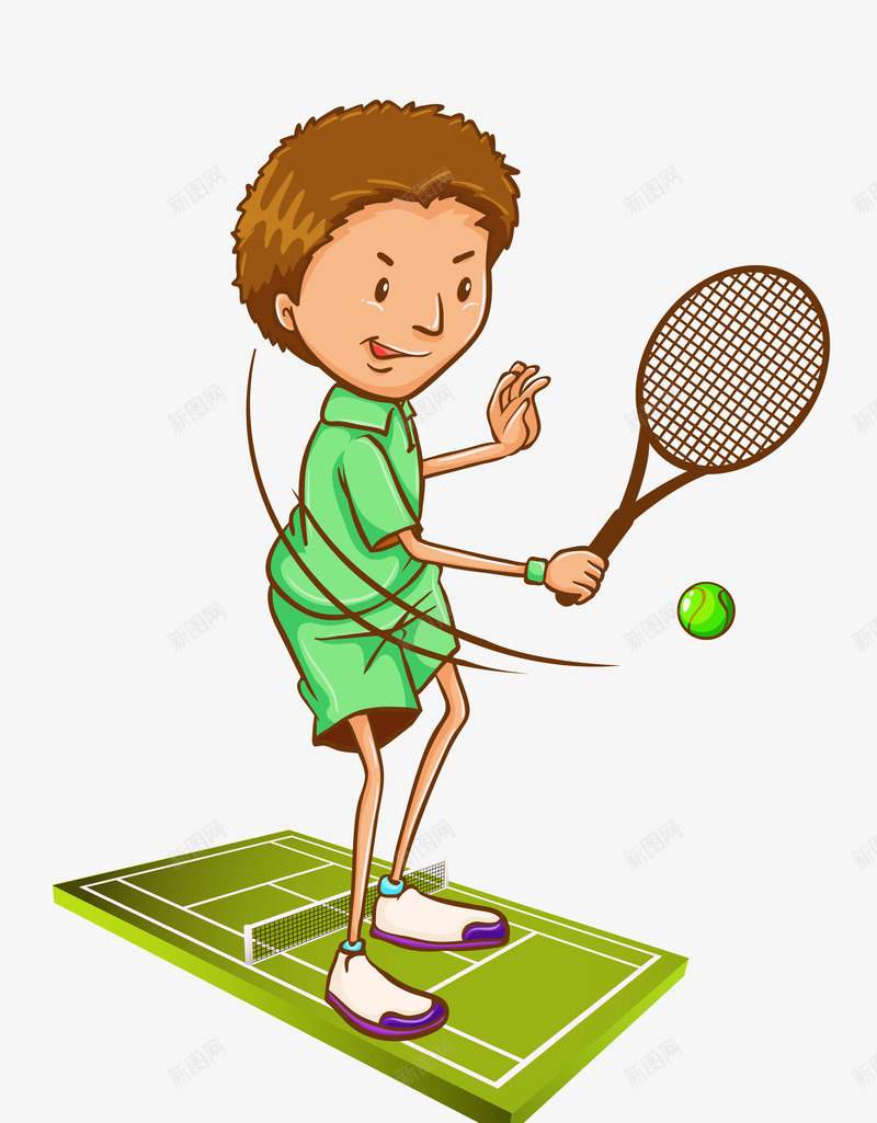 卡通手绘校园网球赛图标png_新图网 https://ixintu.com 卡通手绘 图案图标 学校运动员 学生运动 校园运动会