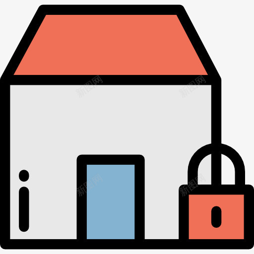 房子图标png_新图网 https://ixintu.com 安全 建筑 房地产 房子 挂锁 锁 隐私