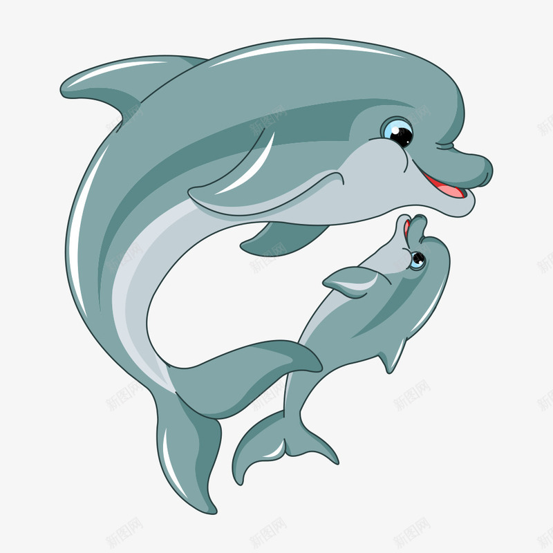 卡通动物png免抠素材_新图网 https://ixintu.com 动物 卡通 卡通动物 插画 海豚