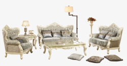 家具免费PNG素材欧式家具布艺沙发灰色高清图片