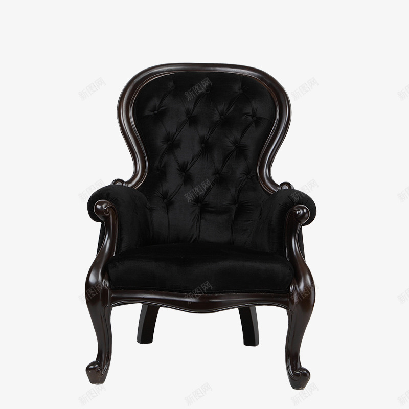 黑色欧式单人沙发png免抠素材_新图网 https://ixintu.com PNG 单人沙发 家具 欧式 正视图 黑色