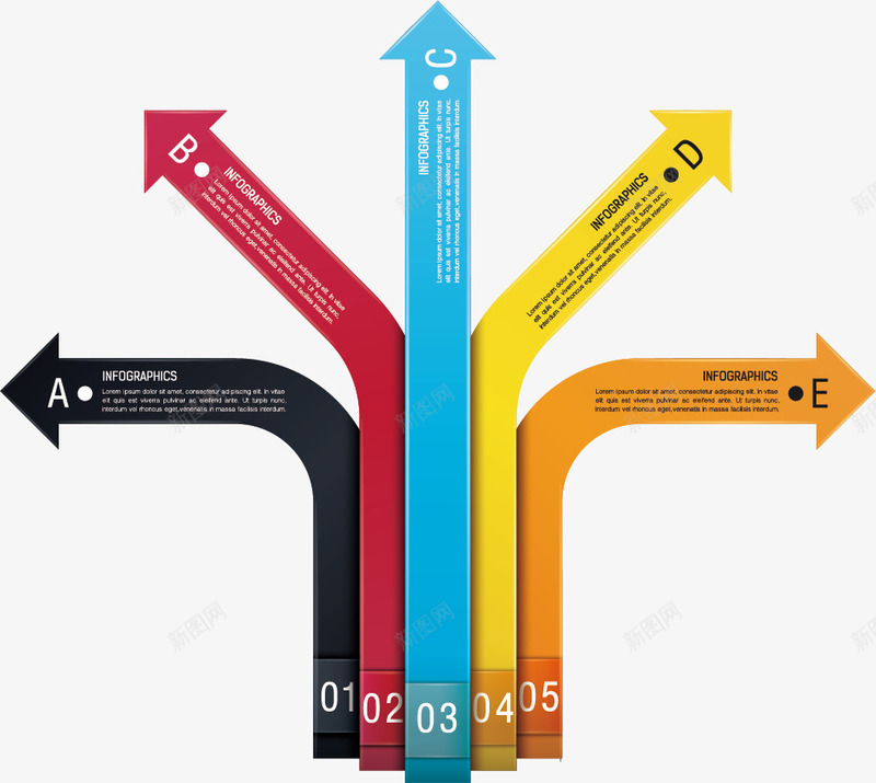 彩色箭头png免抠素材_新图网 https://ixintu.com ppt 分类标签 步骤表 流程表