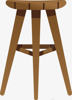 一个褐色木头凳子矢量图素材