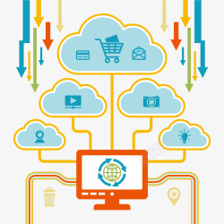 信息分类箭头线条云端素材