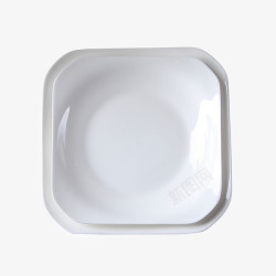 斜纹正方盘纯白色菜碟餐具高清图片
