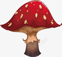 手绘红色卡通蘑菇素材
