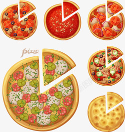 蘑菇香肠6款美味披萨快餐高清图片