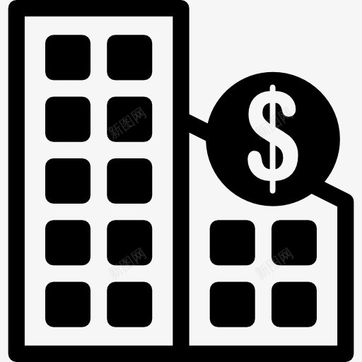 公寓的价格图标png_新图网 https://ixintu.com 价格平 公寓 建筑 房地产 美元符号