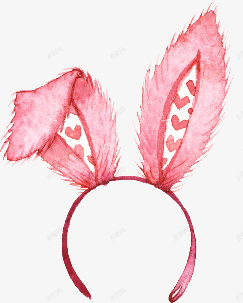 卡通手绘兔耳朵发卡png免抠素材_新图网 https://ixintu.com 兔耳朵发卡 创意 动漫动画 卡通手绘 简约 粉色