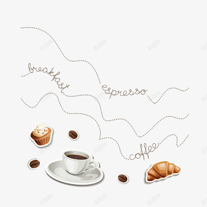 咖啡甜点矢量图eps免抠素材_新图网 https://ixintu.com 下午茶 咖啡 甜点 矢量甜点 矢量图