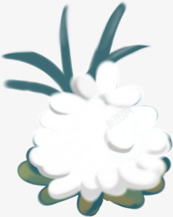 扁平风格手绘蓝色的雪花植物造型素材