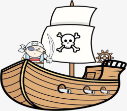 海盗船出海手绘海盗船高清图片