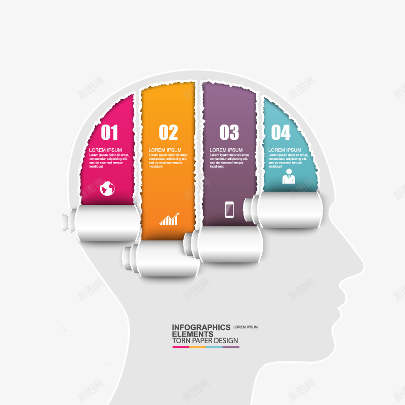 撕纸头像商务信息图png免抠素材_新图网 https://ixintu.com 信息图表 信息标签 免费png图片 免费矢量 分类 创意 头脑 白领头像
