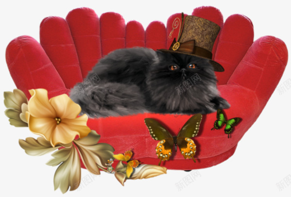 在沙发上的猫咪png免抠素材_新图网 https://ixintu.com 动物 宠物 猫咪 红色沙发 纯色