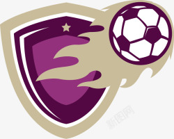 足球球队紫色队徽矢量图高清图片