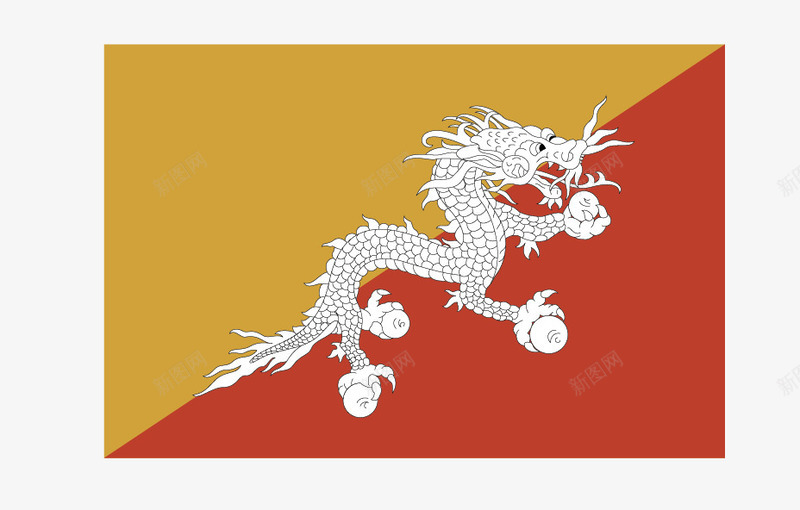 不丹国旗矢量图eps免抠素材_新图网 https://ixintu.com 国旗 矢量国旗 矢量旗帜 矢量图