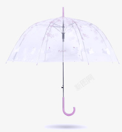 浅紫色雨伞浅紫色图案透明伞高清图片