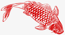 红色线描鲤鱼素材