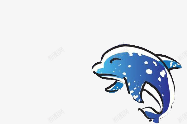 快乐小海豚png免抠素材_新图网 https://ixintu.com 卡通 海豚 蓝色