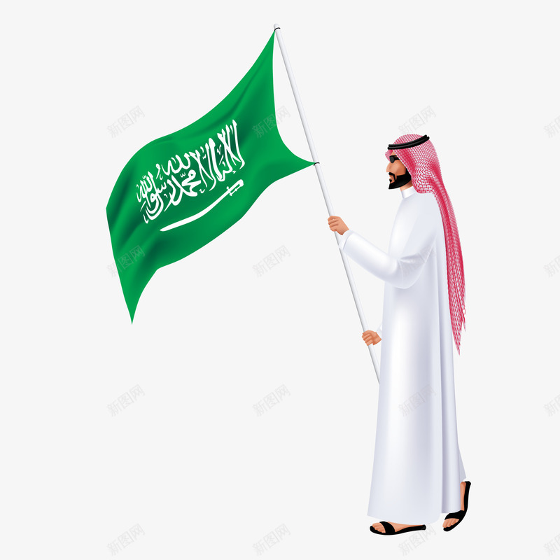 举着旗帜的阿拉伯人物矢量图ai免抠素材_新图网 https://ixintu.com 人物设计 国家 头巾 旗帜 绿色 阿拉伯 矢量图