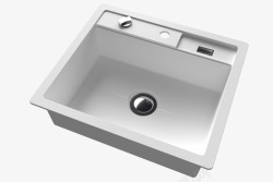 白色水槽厨房白色方形灰色不锈钢水槽高清图片