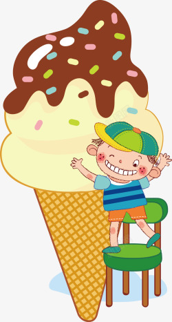 小男孩与冰淇淋矢量图素材