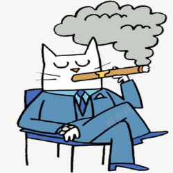 叼烟吸烟吸烟的猫咪高清图片