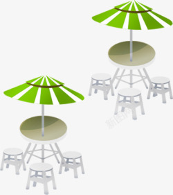 绿色手绘雨伞造型素材
