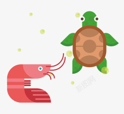 卡通乌龟和龙虾矢量图素材