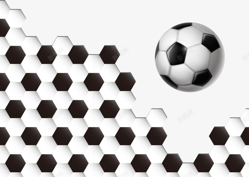 创意足球png免抠素材_新图网 https://ixintu.com 创意 白色 蜂窝状 设计 足球 黑色