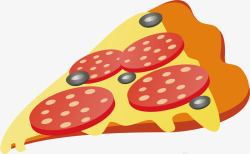 西班牙火腿西红柿番茄披萨切块矢量图高清图片