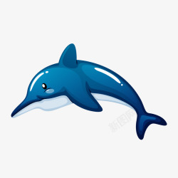 蓝色海豚卡通插画矢量图素材