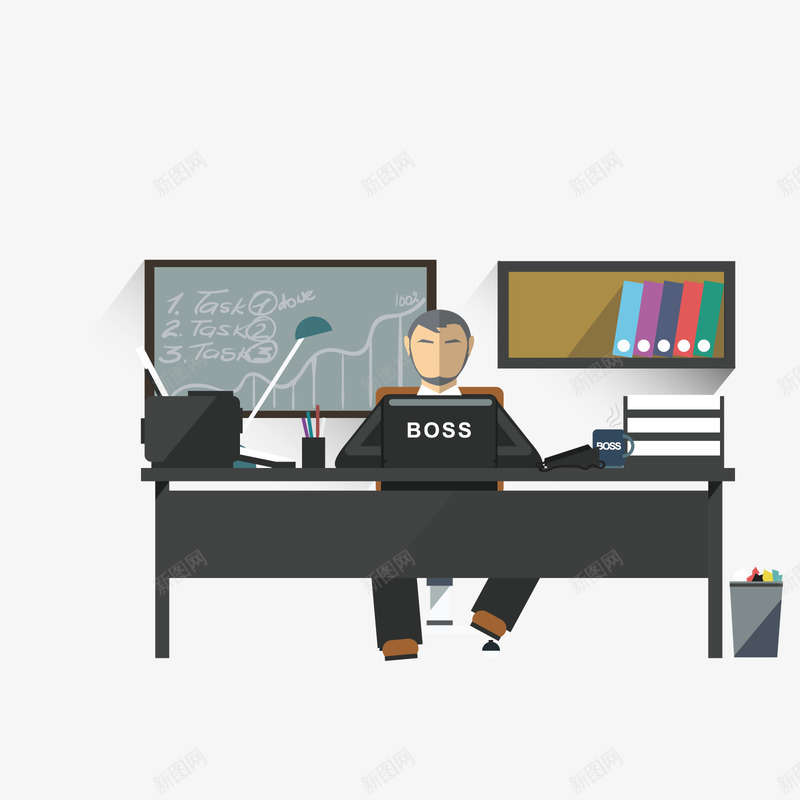 老总办公室png免抠素材_新图网 https://ixintu.com 桌子 装饰