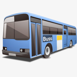 蓝色大巴车卡通手绘蓝色的客车高清图片
