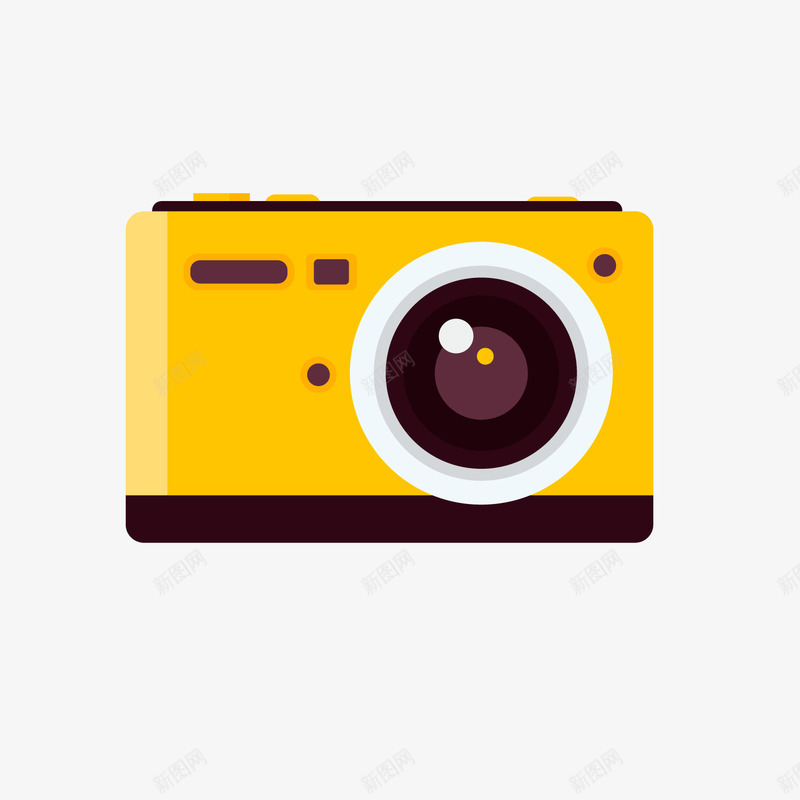 黄色数码相机png免抠素材_新图网 https://ixintu.com 卡通相机 数码产品 数码相机 背景装饰 黄色相机