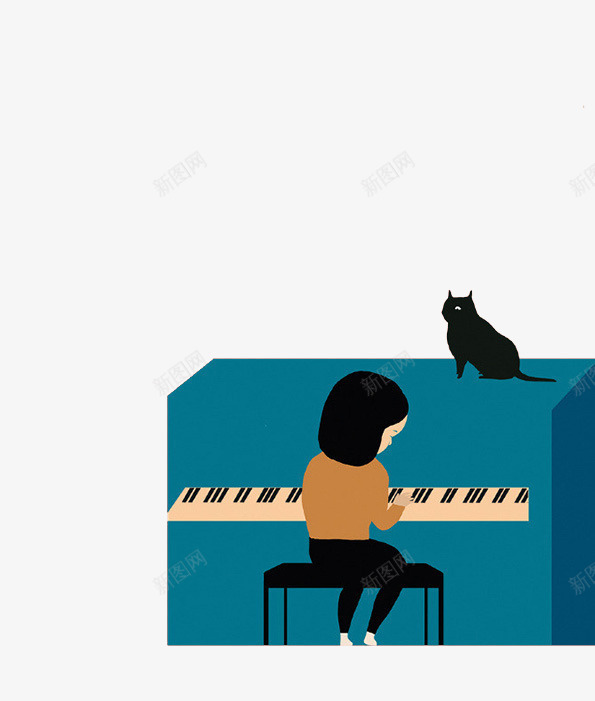 弹钢琴png免抠素材_新图网 https://ixintu.com 人 儿童弹钢琴 国外创意 猫 绿色 钢琴