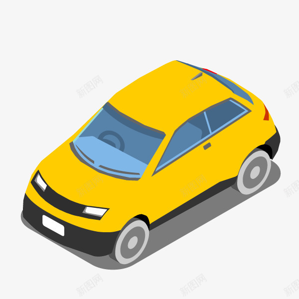 卡通黄色的立体车辆png免抠素材_新图网 https://ixintu.com 创意 动漫动画 卡通手绘 汽车 立体车辆 黄色的轿车
