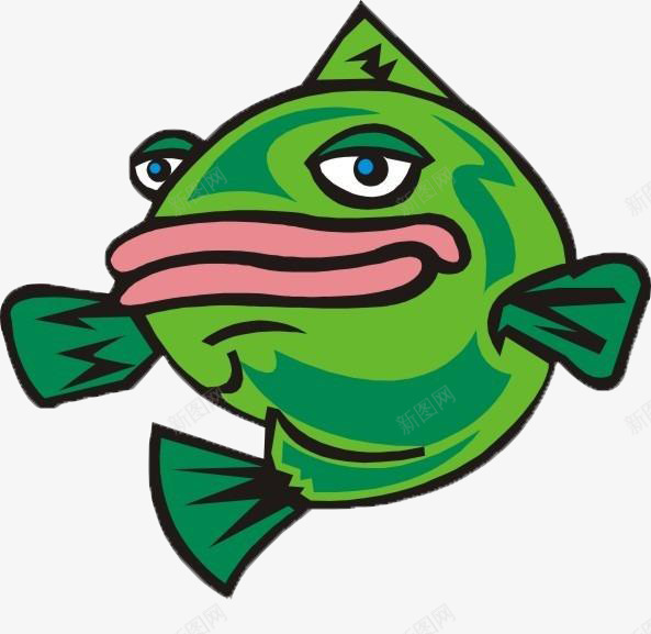 绿色红唇海怪鱼png免抠素材_新图网 https://ixintu.com 卡通 海怪 海怪鱼 漫画造型 红唇 绿色 鱼