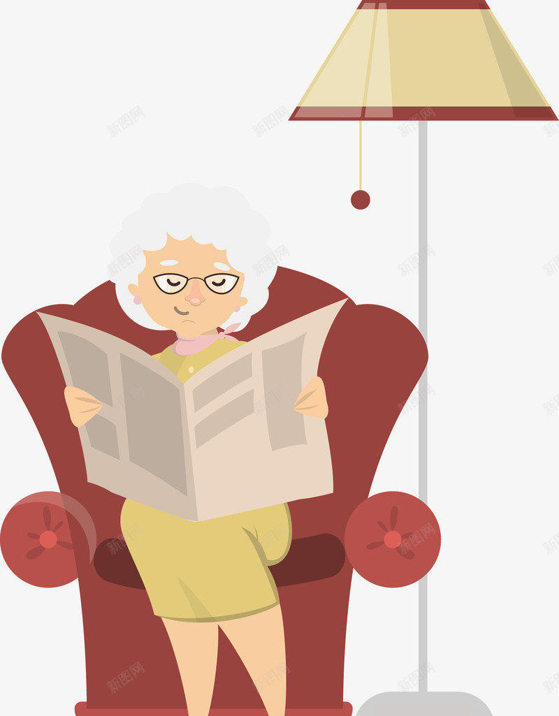 沙发上看报纸的老奶奶矢量图eps免抠素材_新图网 https://ixintu.com 沙发 看报纸PNG 看报纸下载 矢量图 矢量看报纸 红色沙发 老奶奶 老奶奶看报纸 老妈妈 老婆婆卡通 老母亲