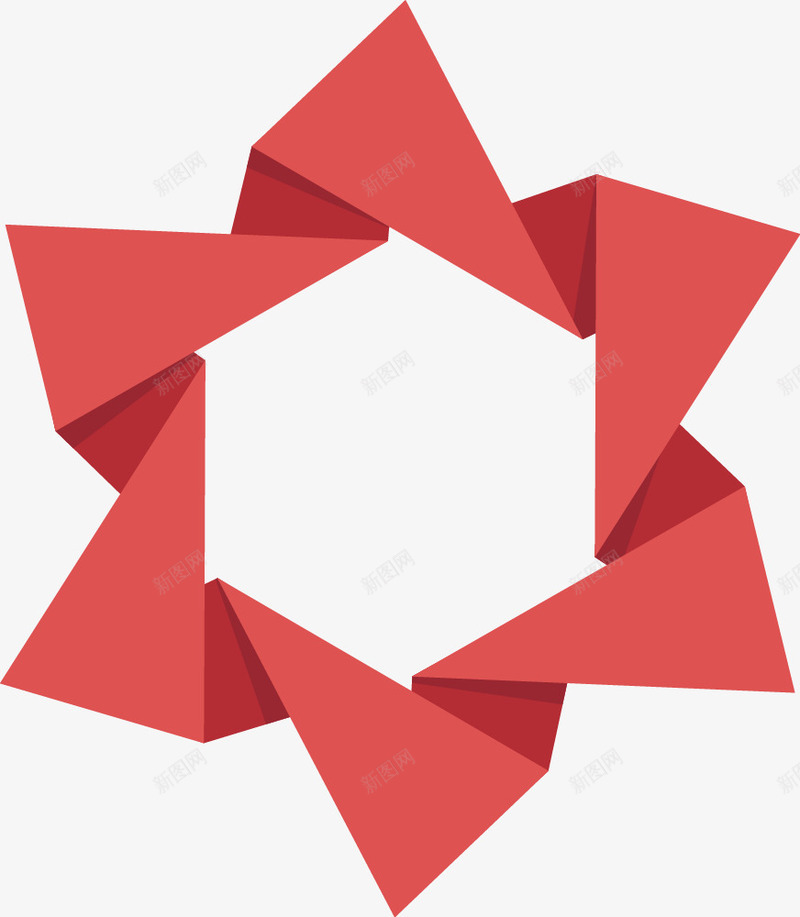 红色三角形折纸矢量图ai免抠素材_新图网 https://ixintu.com 手绘 折纸 电脑绘图 红色 花环 矢量图