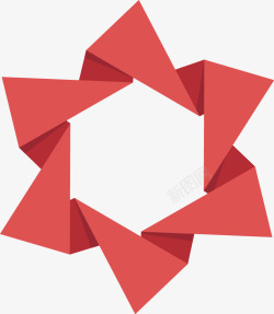 电脑绘图红色三角形折纸矢量图高清图片