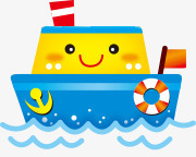 卡通轮船png免抠素材_新图网 https://ixintu.com 卡通 可爱 小船 航海 轮船
