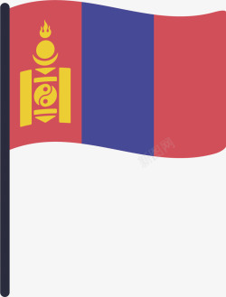 蒙古国扁平风格蒙古旗帜高清图片