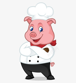 帅气猪卡通手绘帅气的厨师高清图片