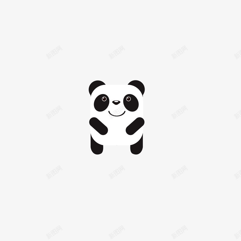 熊猫矢量图ai免抠素材_新图网 https://ixintu.com 方形动物设计矢量熊猫动物矢量图可爱 矢量图