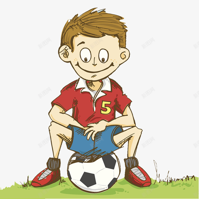 草地上坐着足球的小男孩png免抠素材_新图网 https://ixintu.com 人物插图 卡通 可爱 坐着的小朋友 坐着足球 小男孩 草地上 草地上的人