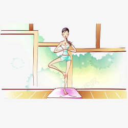 美女8运动瑜伽卡通美女8高清图片