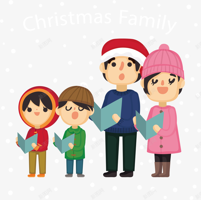 唱圣诞歌的一家人png免抠素材_新图网 https://ixintu.com 一家四口 圣诞歌 幸福圣诞 温馨冬日 矢量png 过圣诞