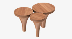 三个木头咖啡桌椅素材