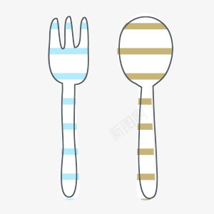 手绘叉子勺子图标图标